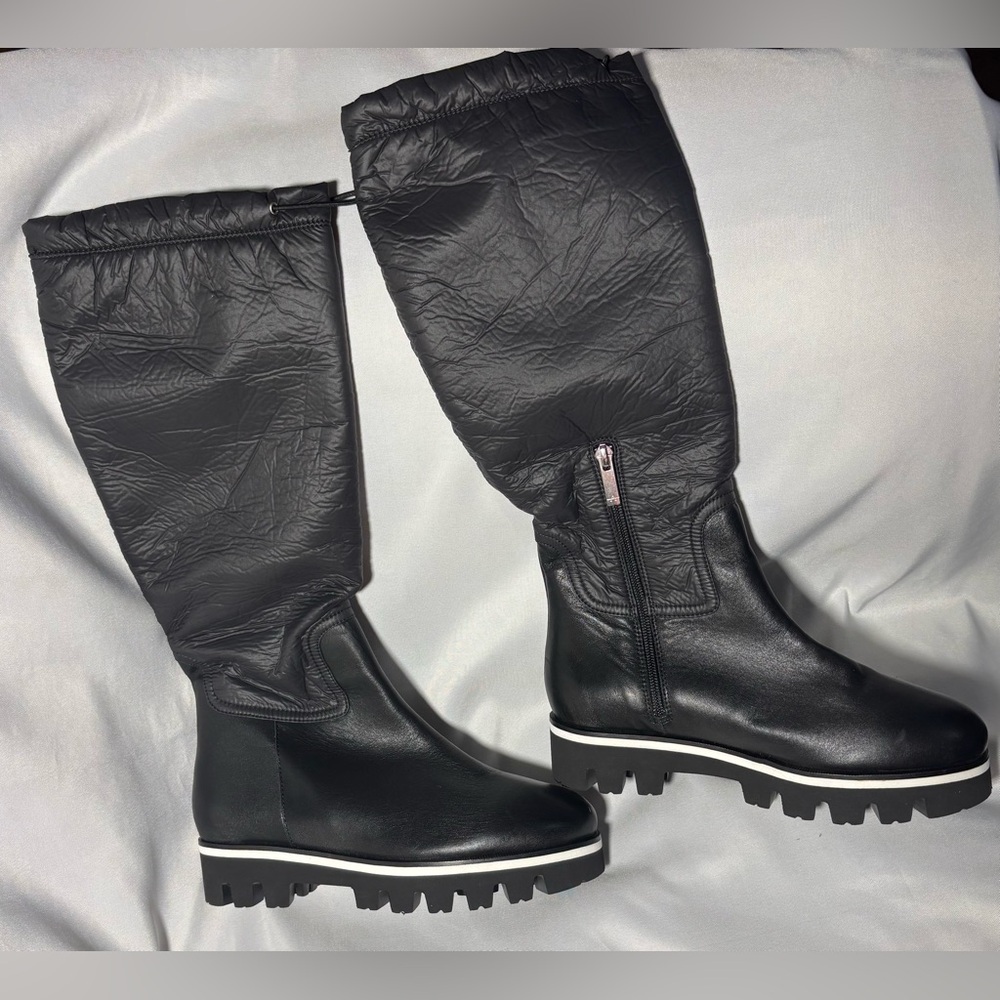 New Aquatalia Marlo Nylon Knee High Boho Boot Waterproof Stylish Goth Black